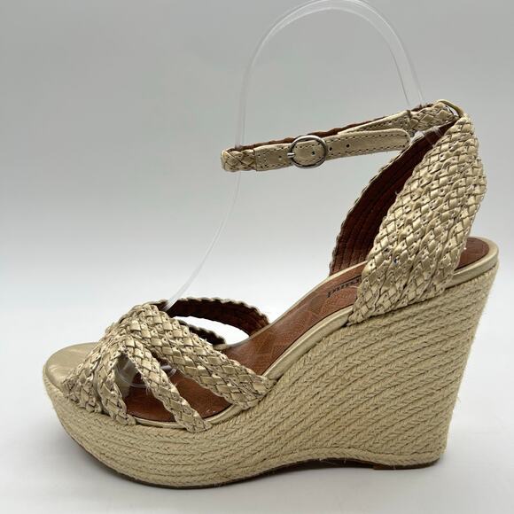 Lucky‎ Brand Braided Jute Gold Espadrille Platform Braided Wedge Sandals 8 - Picture 2 of 10